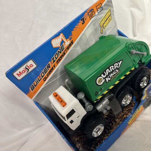 New Maisto Metal Builder Zone Quarry Kings Disposal Garbage Truck Toy Green - Picture 4 of 5